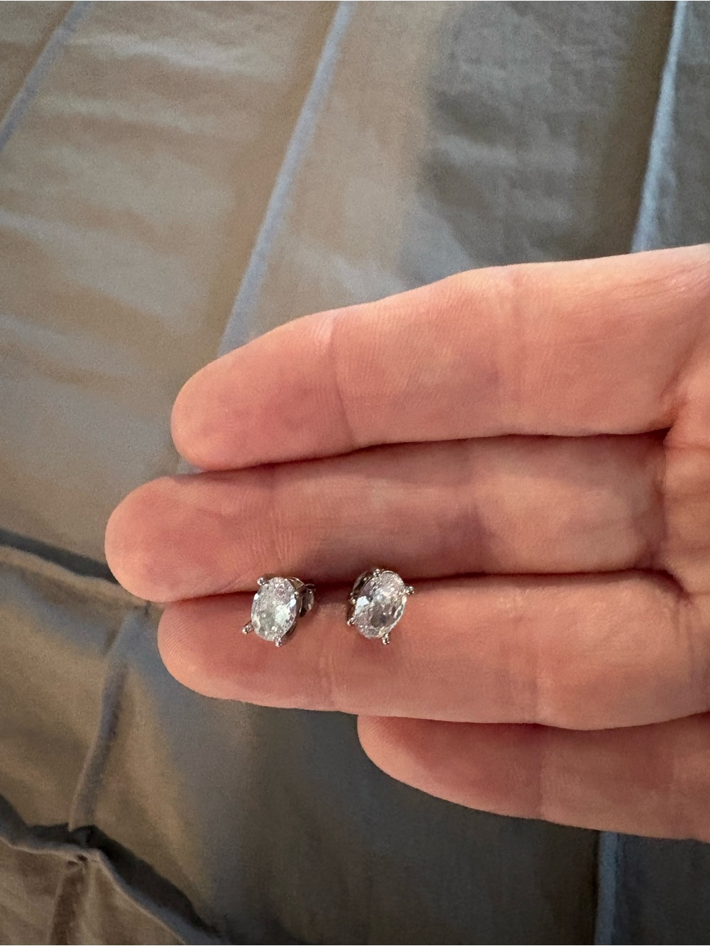 Effy Classic Oval White Topaz Stone Stud Earrings in 925 sterling Silver